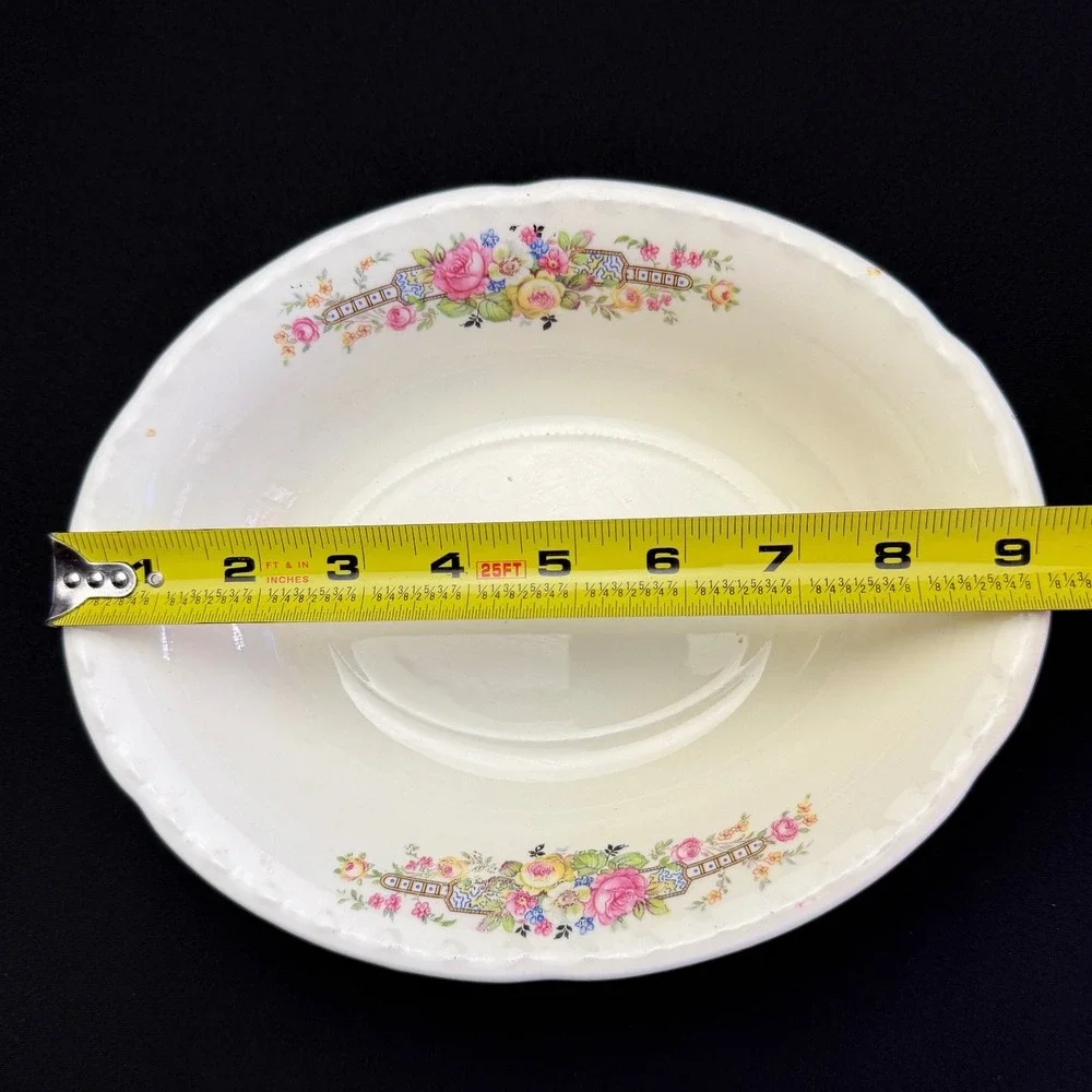 Vintage Crooksville China Co Floral 3pc Set Bowl Plate Saucer 644 Pink Rose USA